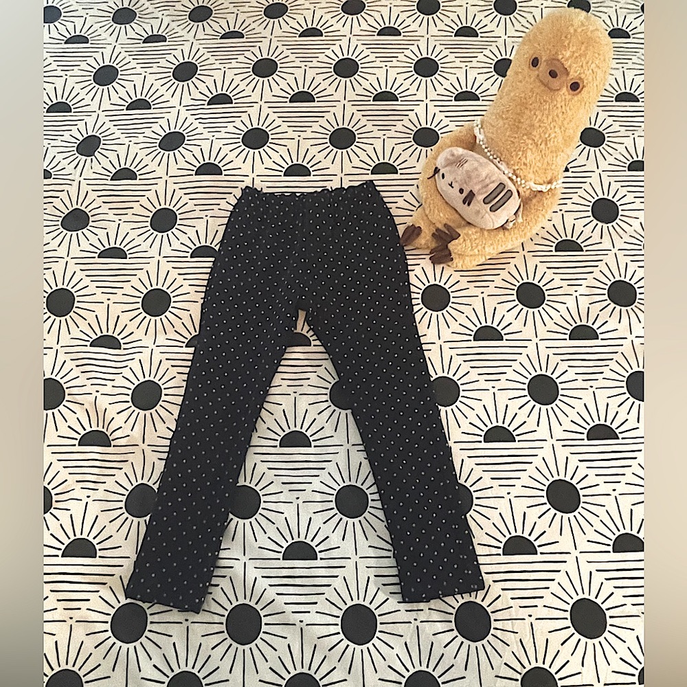 Cozy Girls Black/White Dotted Faux Fur Lined Knit Pants (Sz 110/US Sz 3-4)